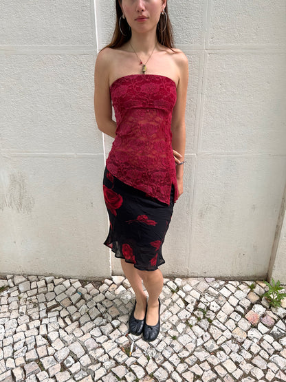 Adorable rose midi skirt size S