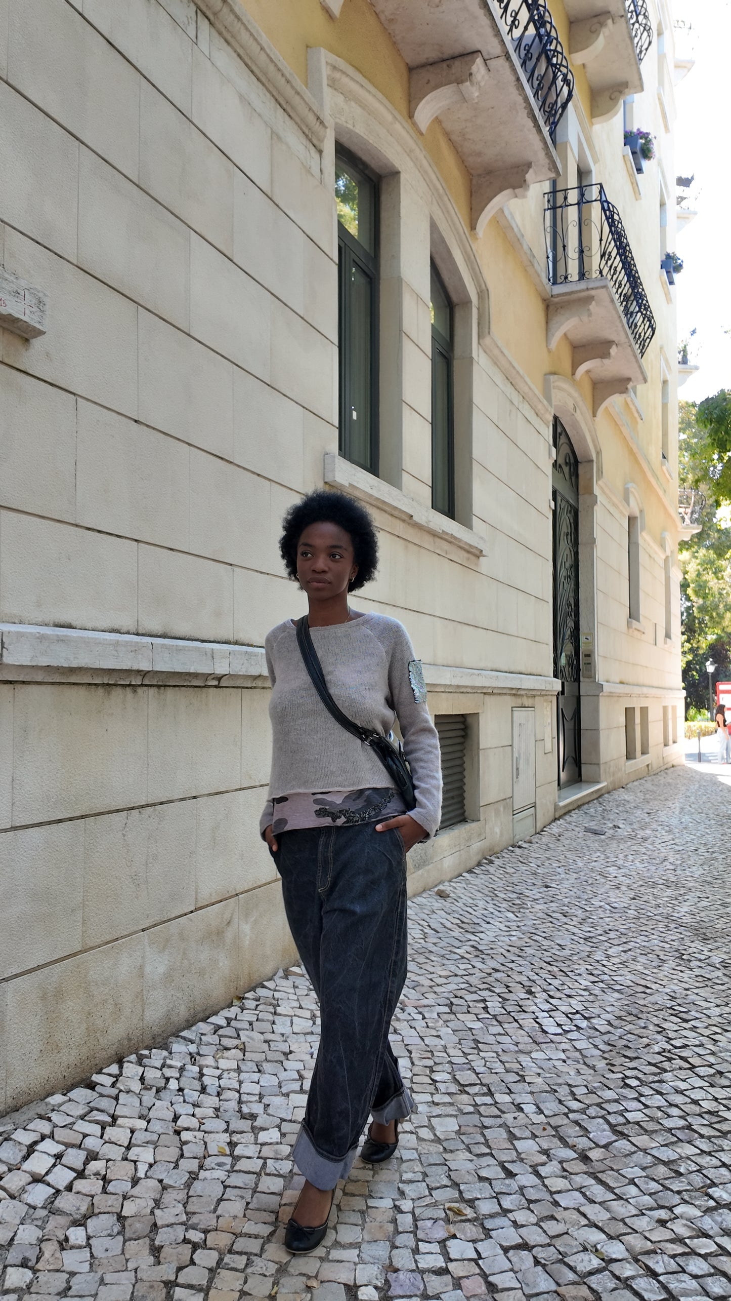 Adorable sweater with cargo layer effect size M