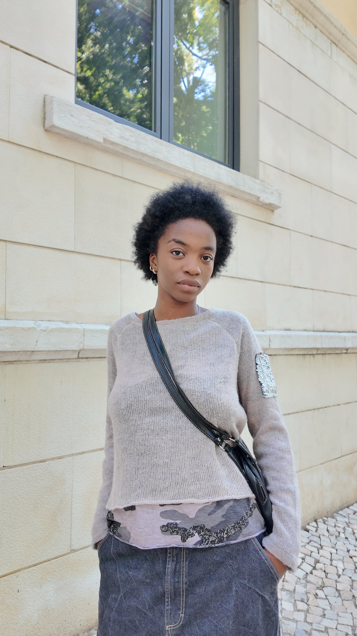 Adorable sweater with cargo layer effect size M