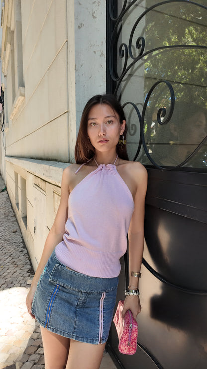 Halter baby pink top size S