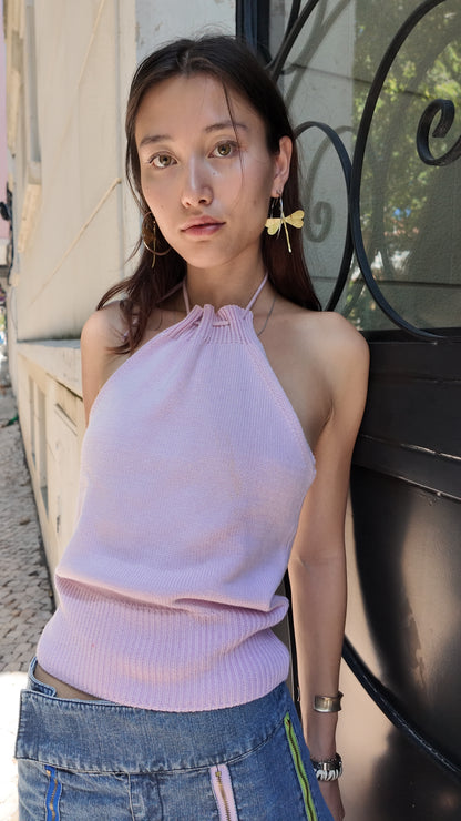 Halter baby pink top size S