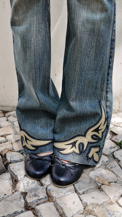 RARE Vintage Leather details miss sixty jeans size 34