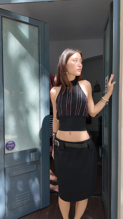 Adorable Y2K halter black top size XS