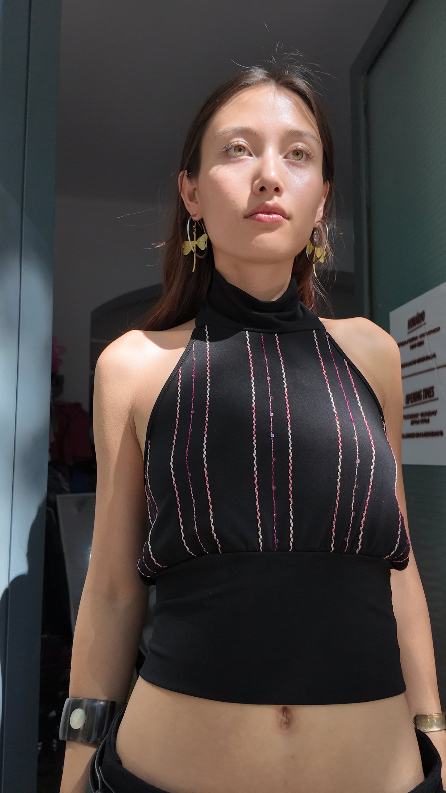 Adorable Y2K halter black top size XS