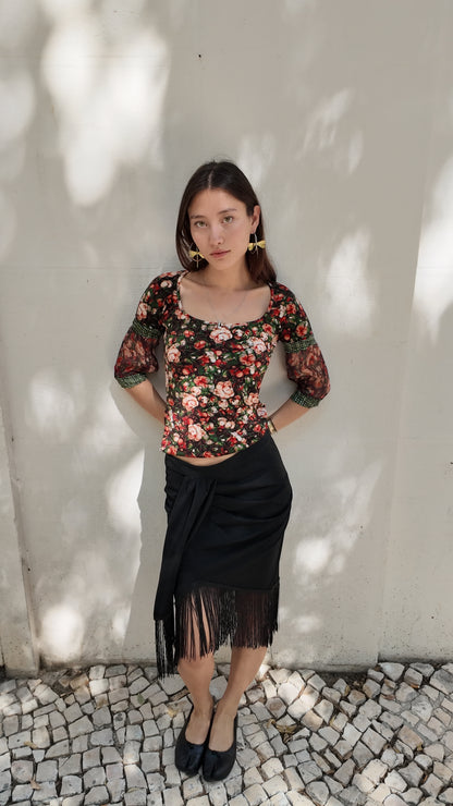 Black skirt with Fringed detail size S