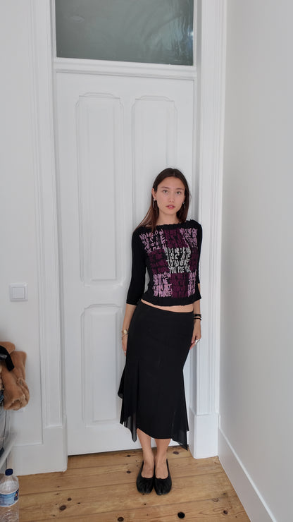 Iconic graphic mid sleeve top size S