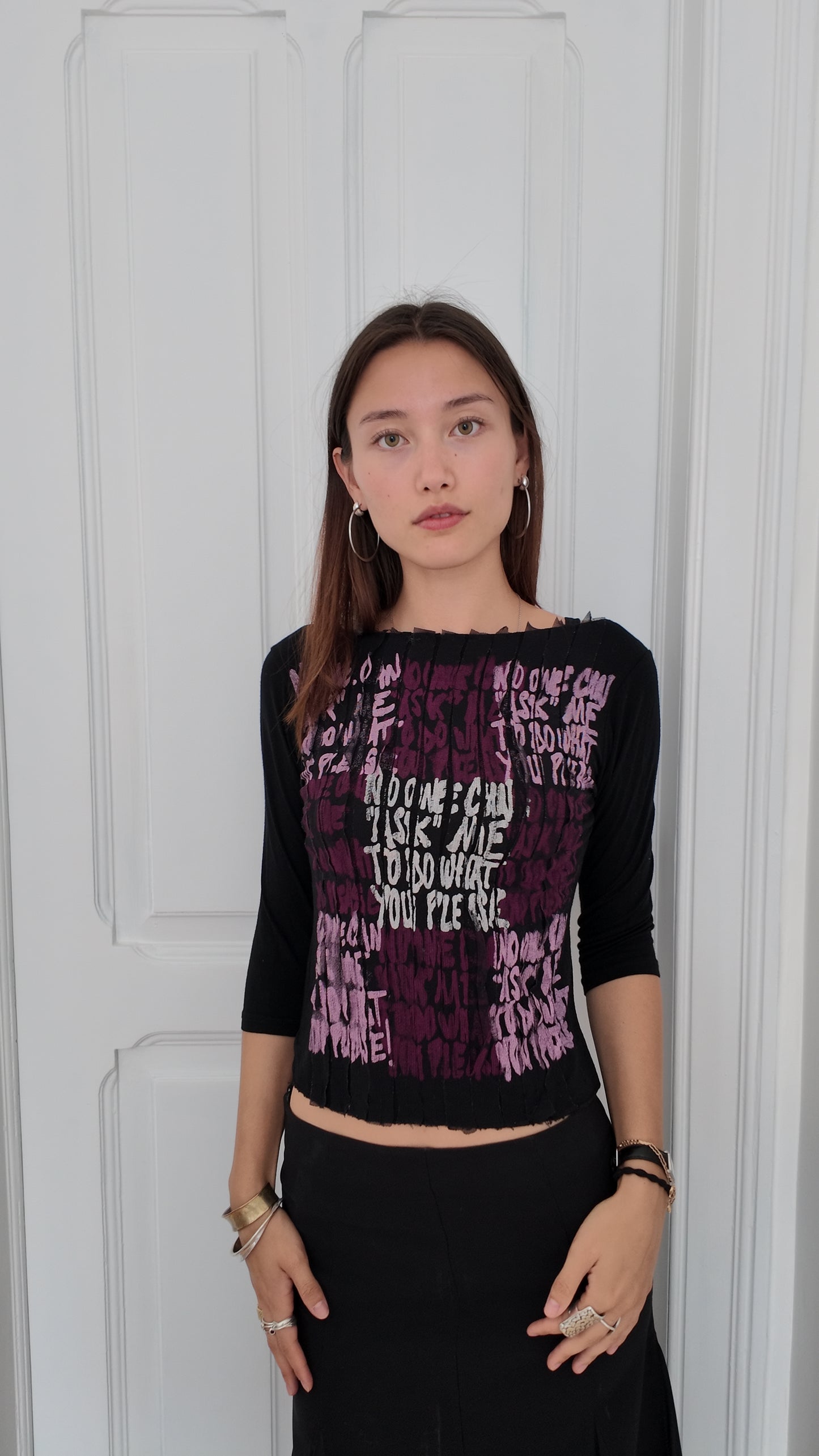Iconic graphic mid sleeve top size S