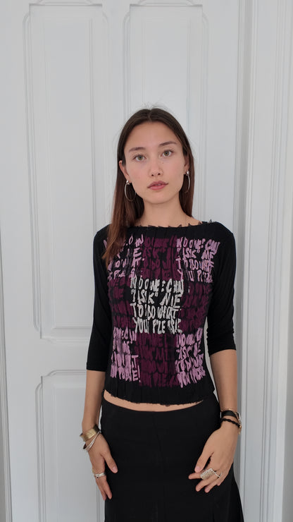 Iconic graphic mid sleeve top size S