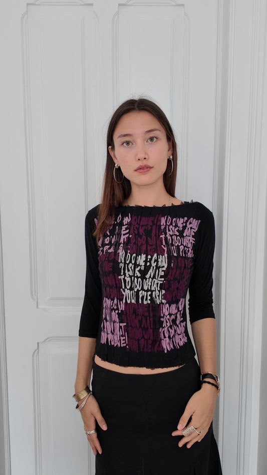 Iconic graphic mid sleeve top size S