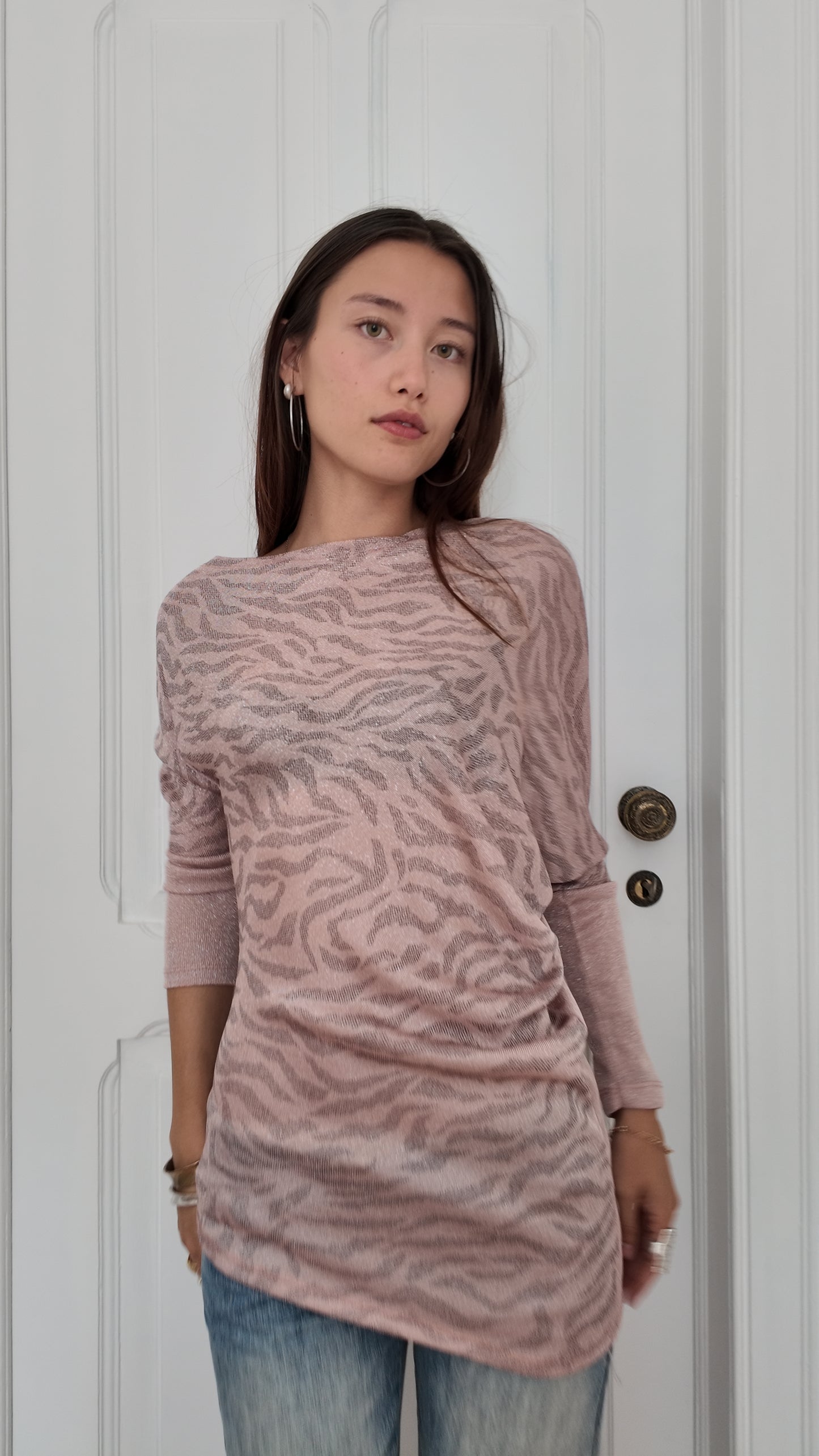 Perfect long sleeve rusty ligh pink with silver details size S