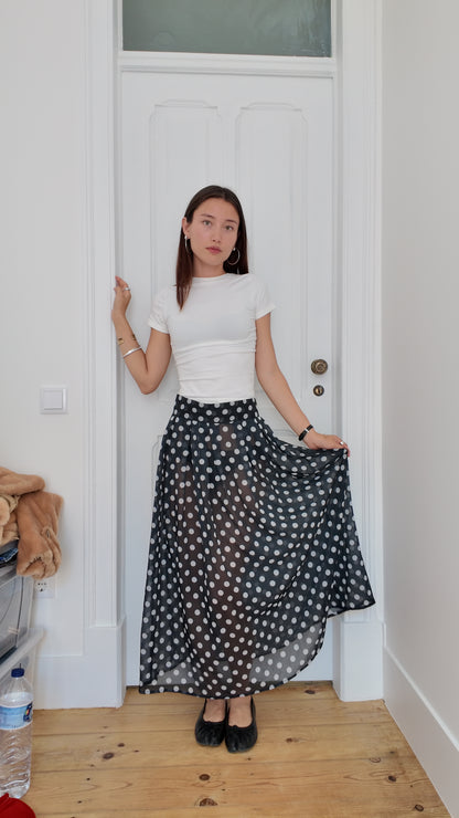 Long dot sheer maxi skirt size S