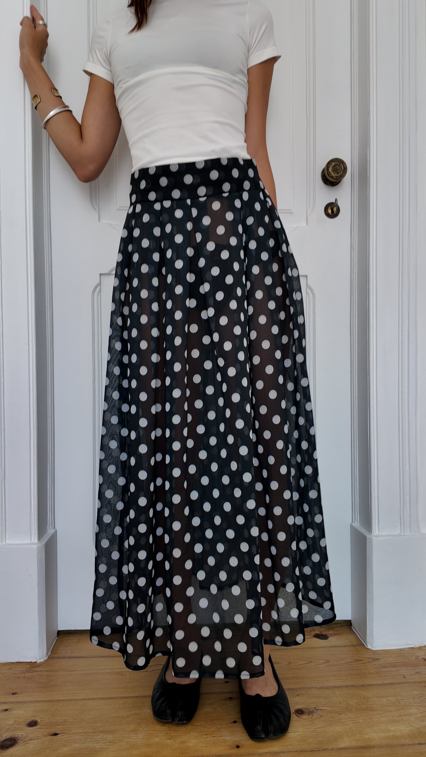 Long dot sheer maxi skirt size S