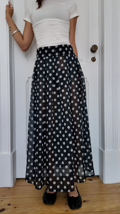 Long dot sheer maxi skirt size S