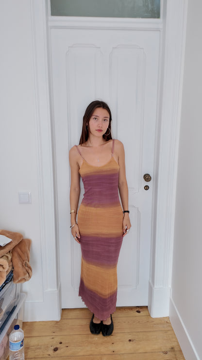 Adorable rusty pink and yellow maxi fairy dress size S