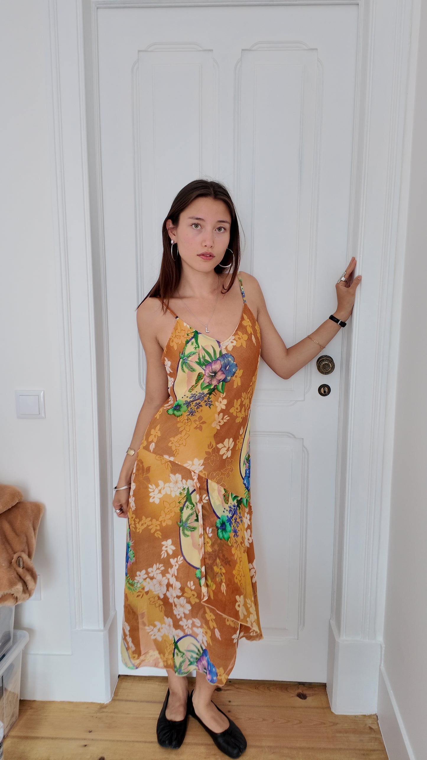 Maxi wedding guest dress flower details size S