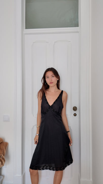 Adorable maxi black slip dress size 38