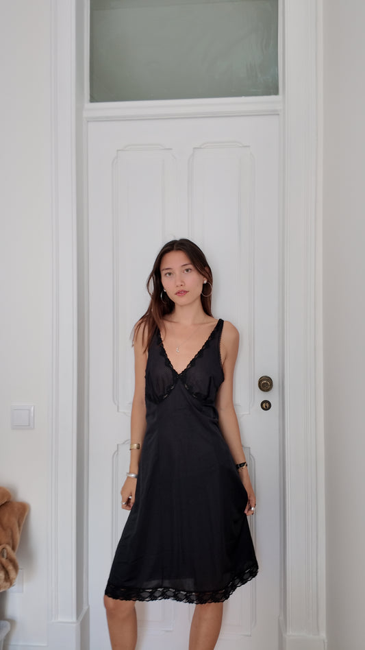 Adorable maxi black slip dress size 38