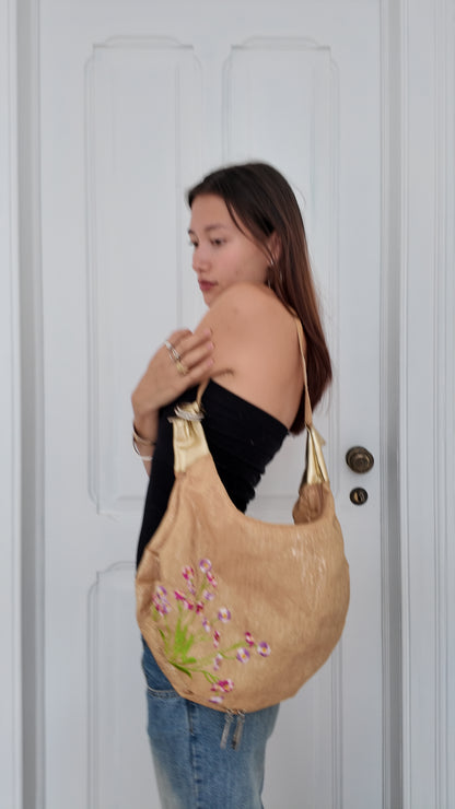 Beautiful golden bag with flower detail vintage