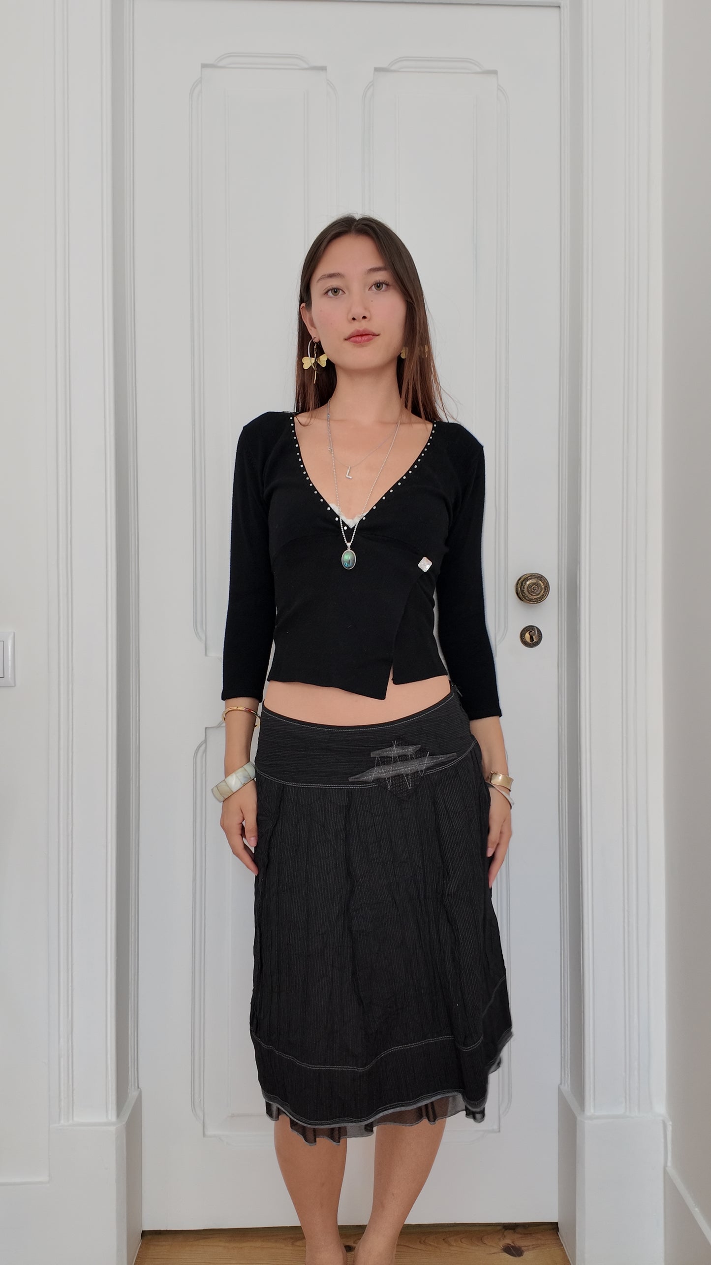 Midi dark grey skirt size S