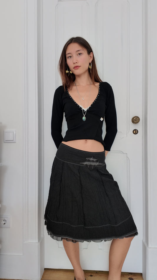 Midi dark grey skirt size S