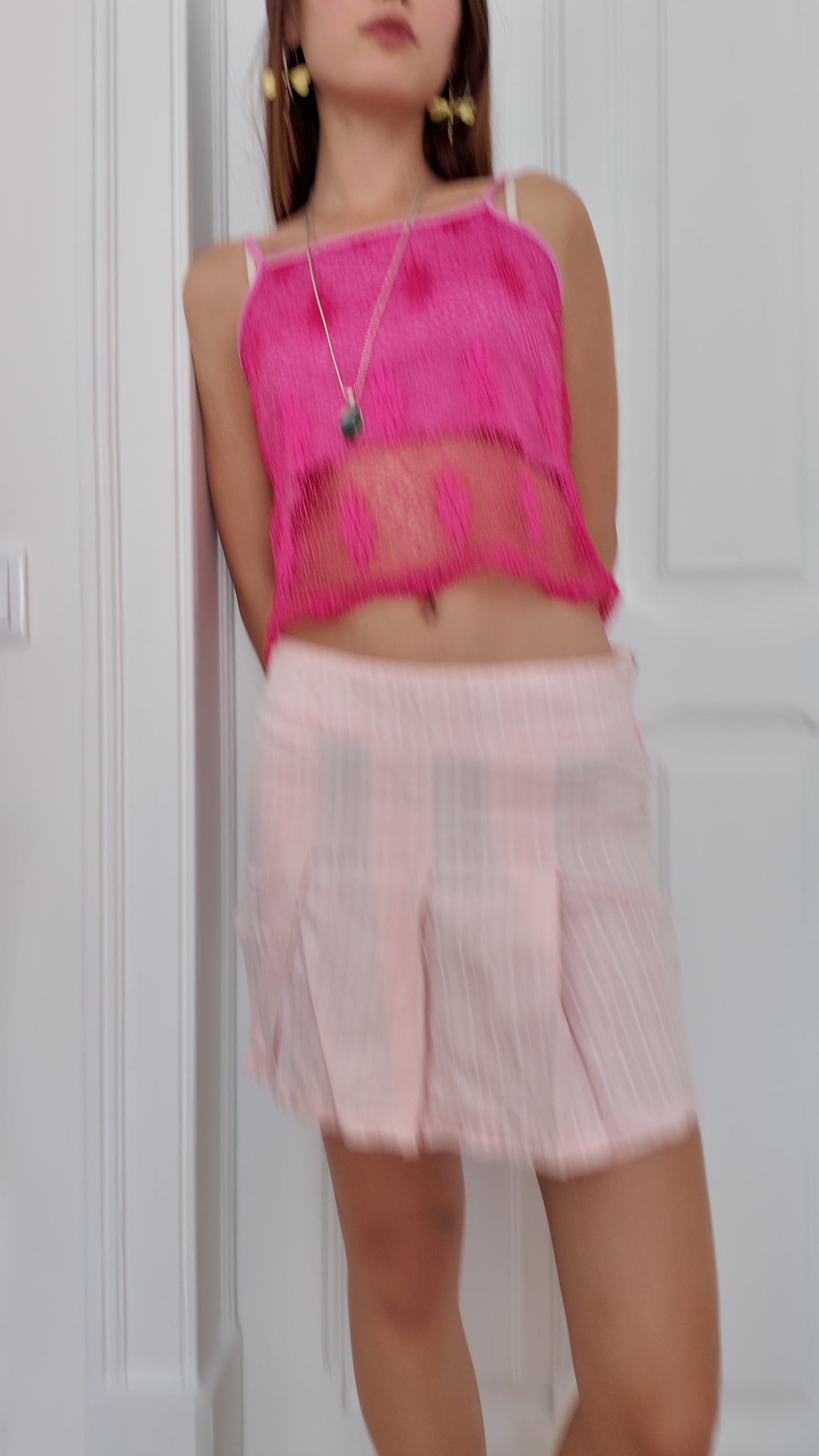 Adorable coquette mini babypink stripped skirt size S