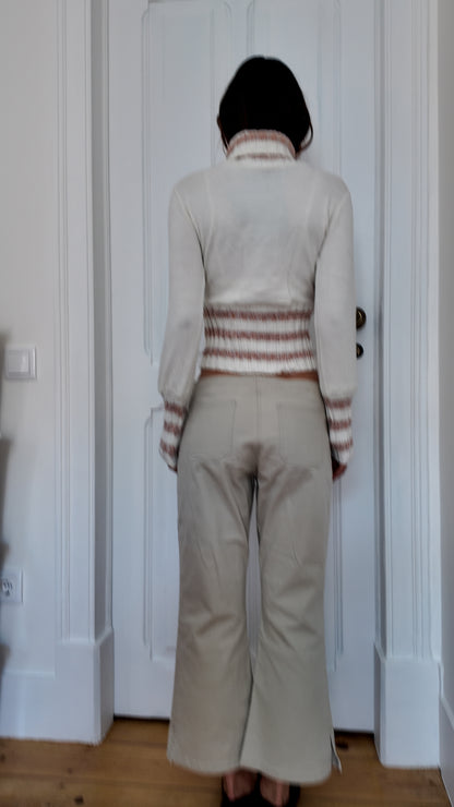 Adorable beige jeans with lace size S