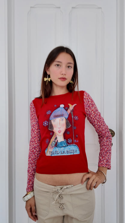 Long sleeve top cool graphic size M