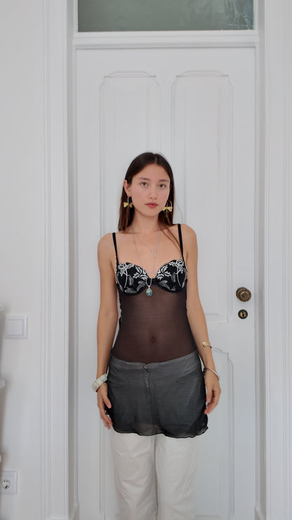 Adorable dark coquette long bustier size S