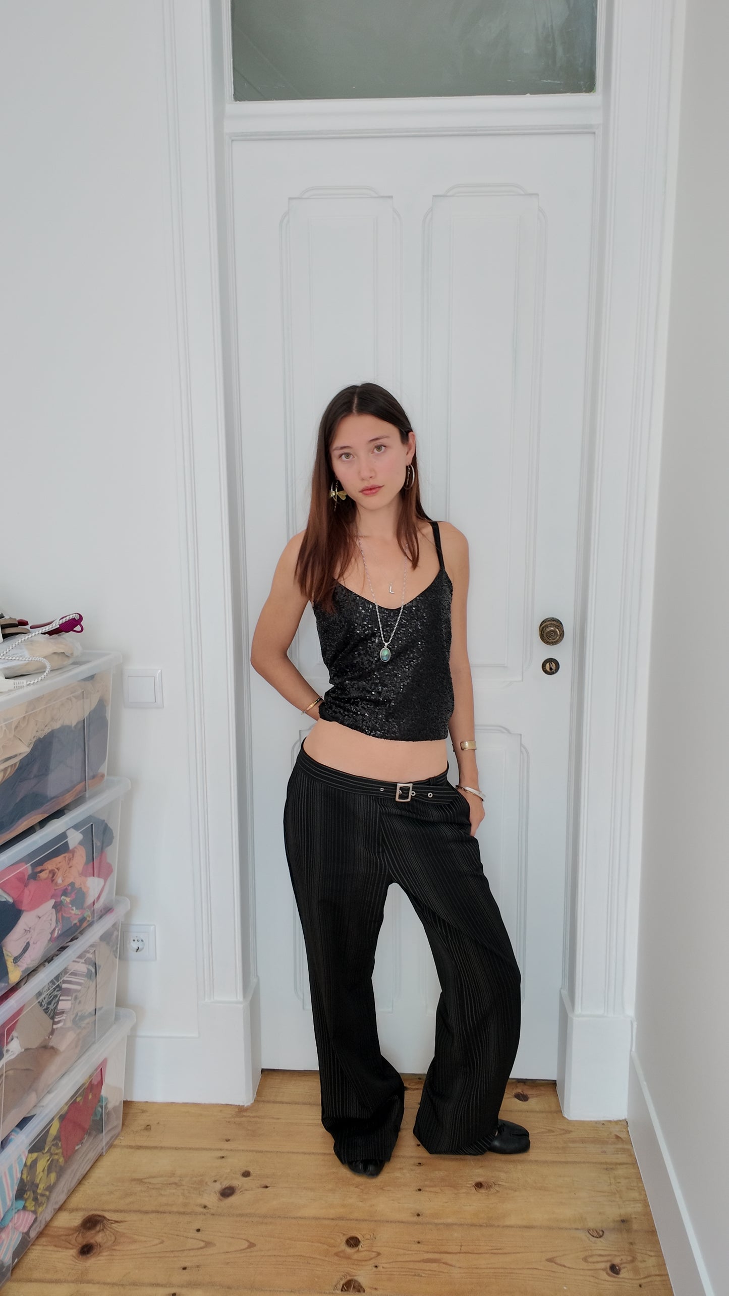 Iconic 90s belt detail trousers size 36