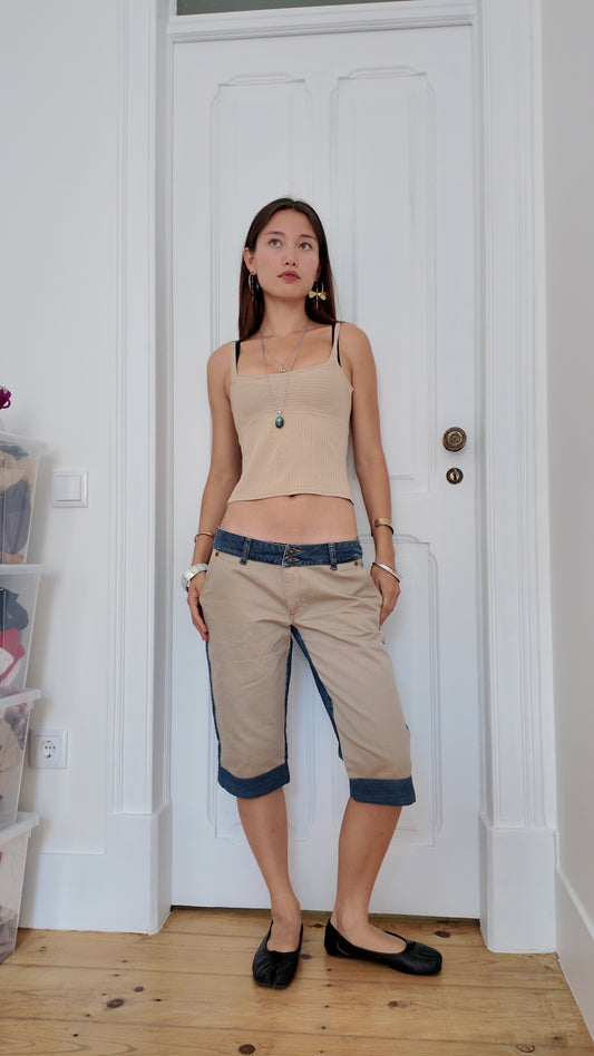 Iconic caqui jeans with beige detail size 38