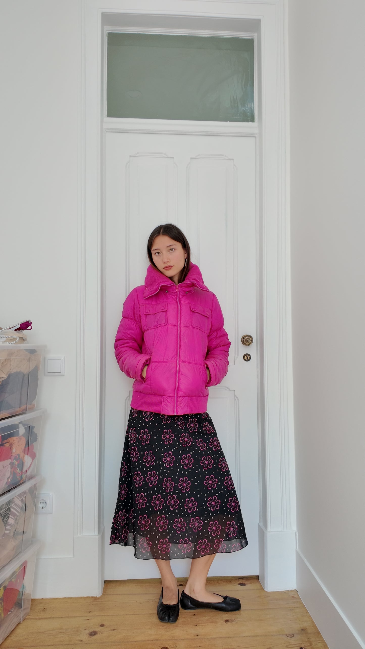 Hot pink puffer jacket size M