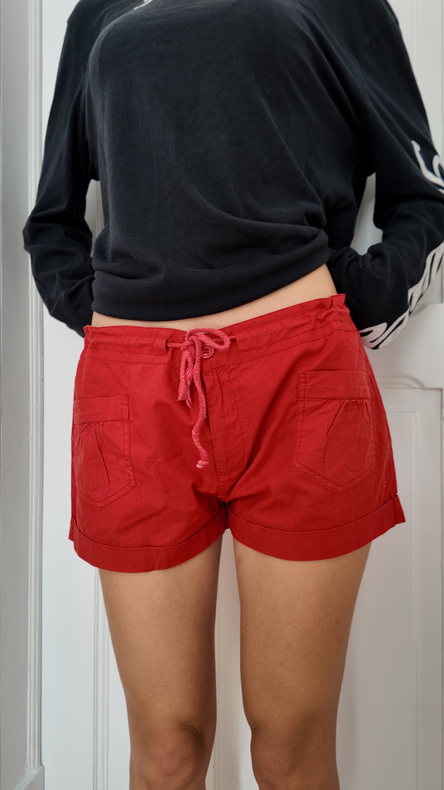 Adorable red mini shorts size 38 adjustable