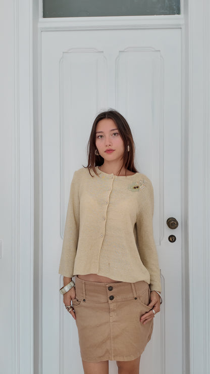 Adorable beige cardigan with bead detail size M