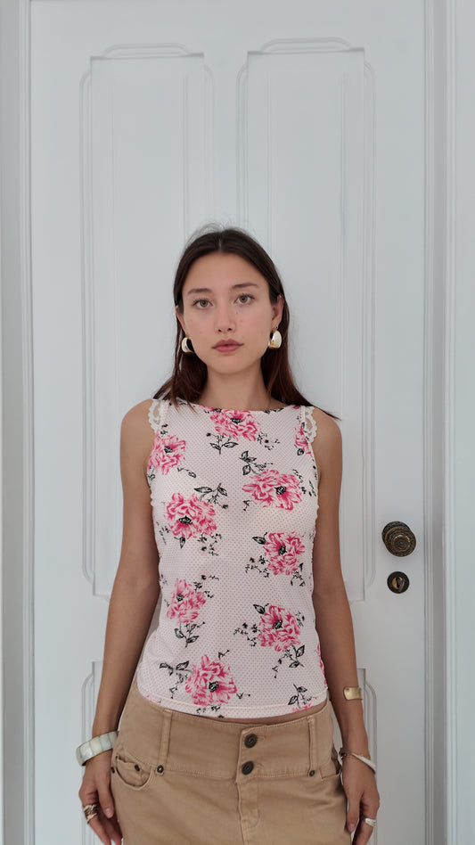 Perfect flower and dots tank top size M