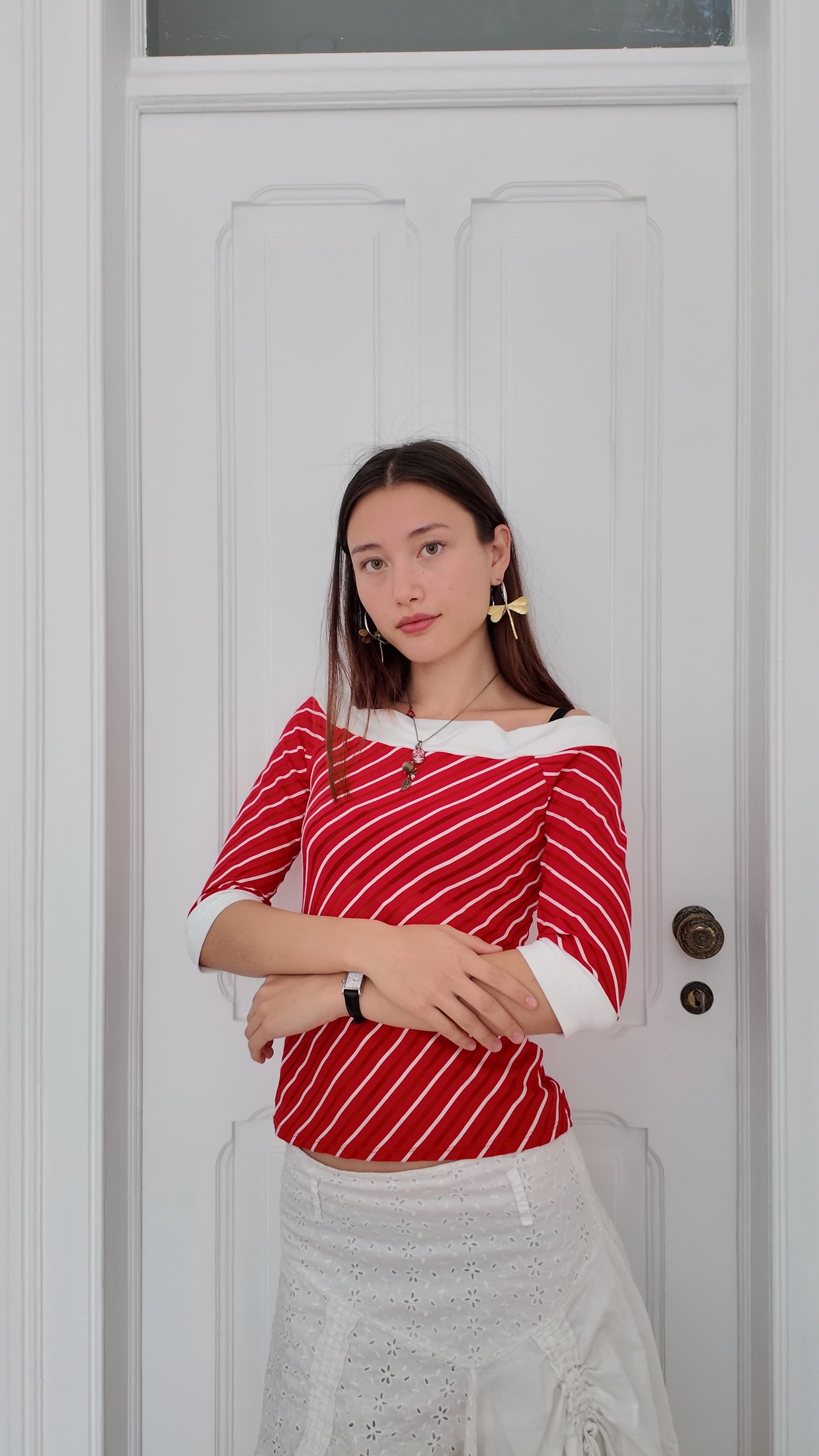 Adorable red mid sleeve top size S/M