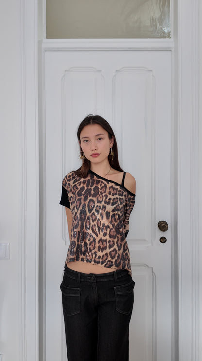 Cutest cheetah print sequin top size XL