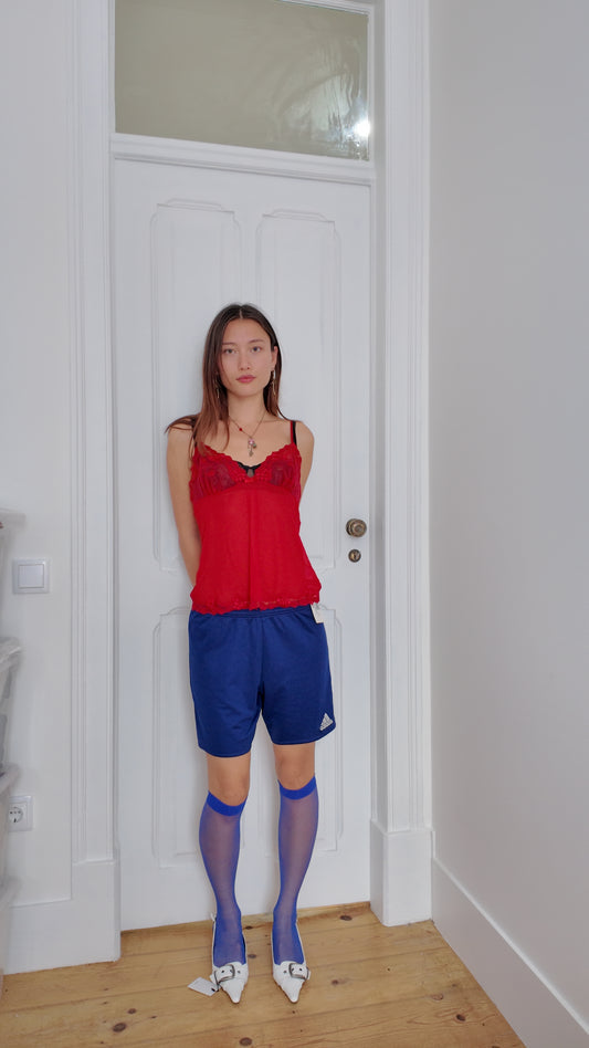 Adorable red sheer top size M/L