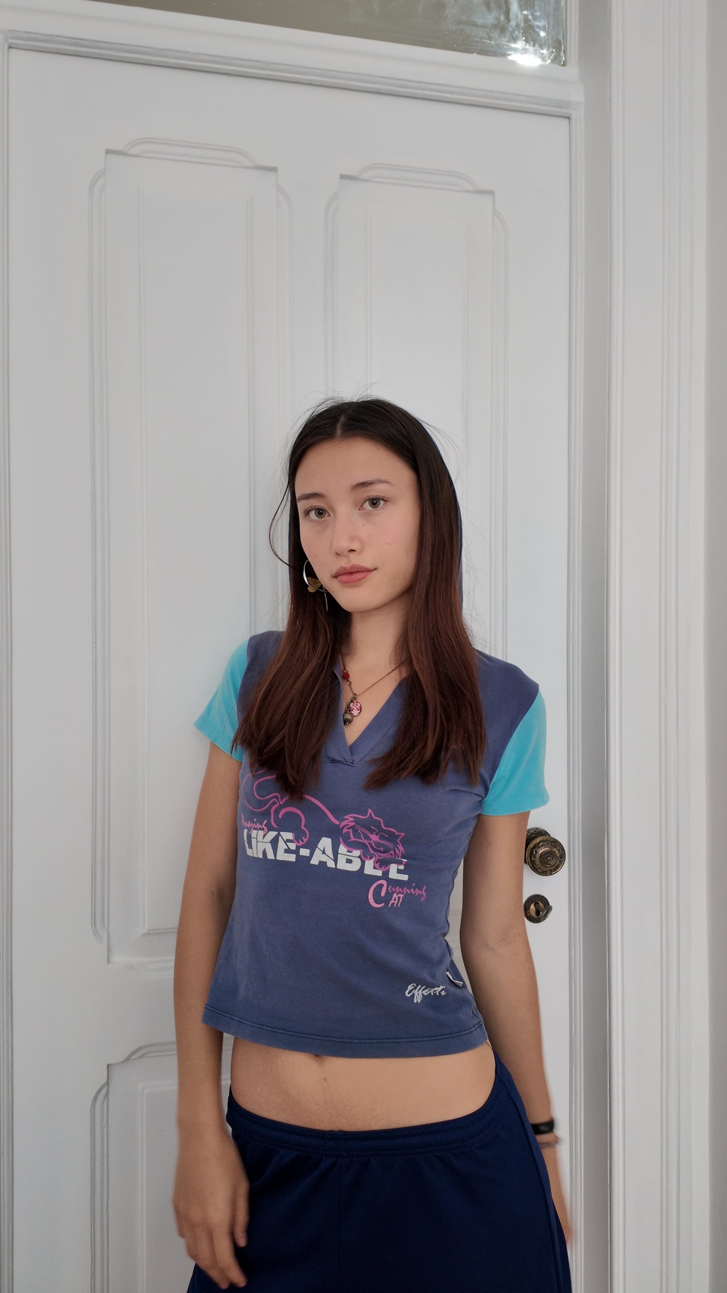 Graphic tshirt with hood detail size S