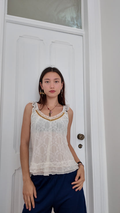 Cutest white lace with gold detail size M