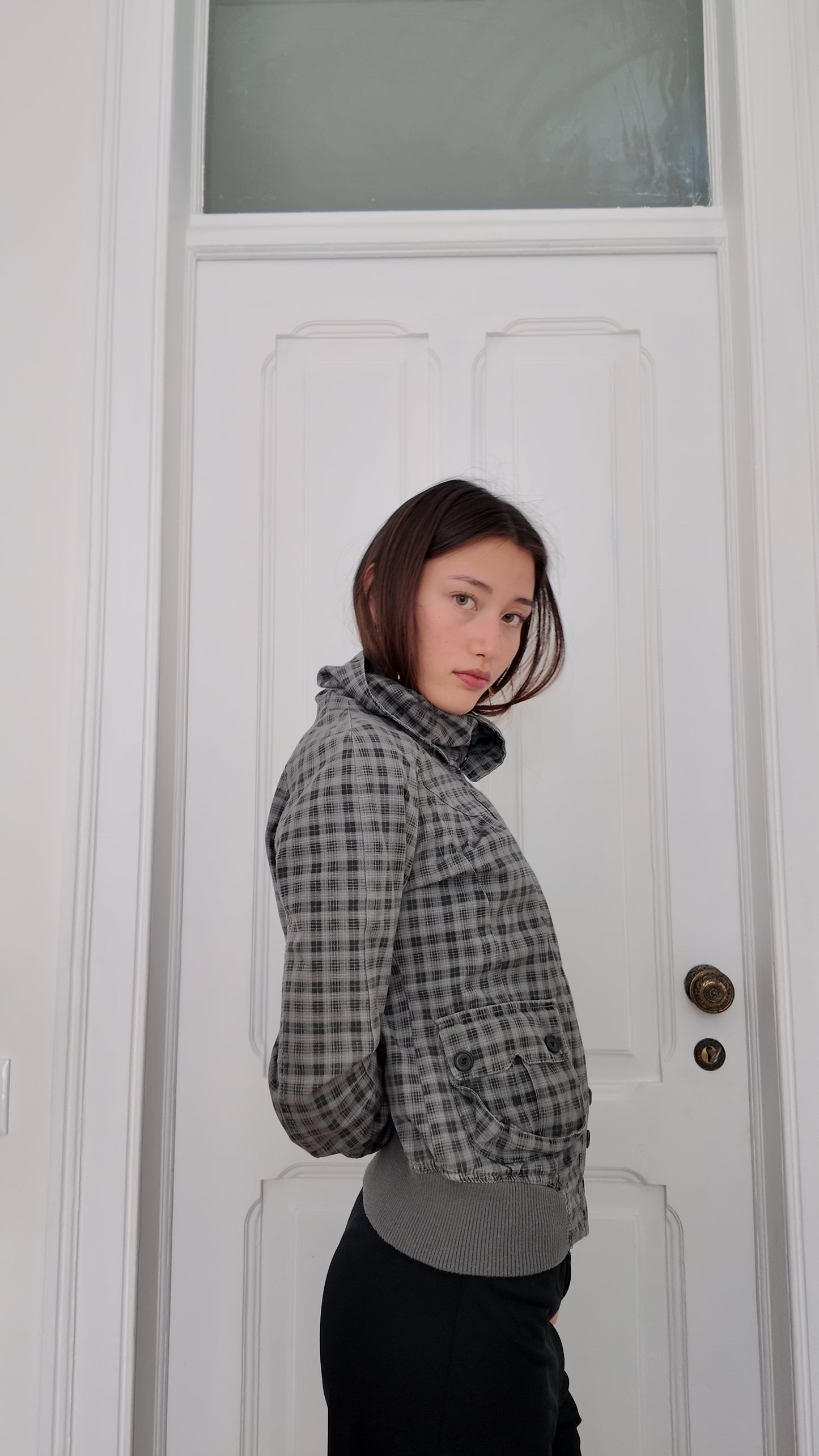 Adorable plaid jacket size M