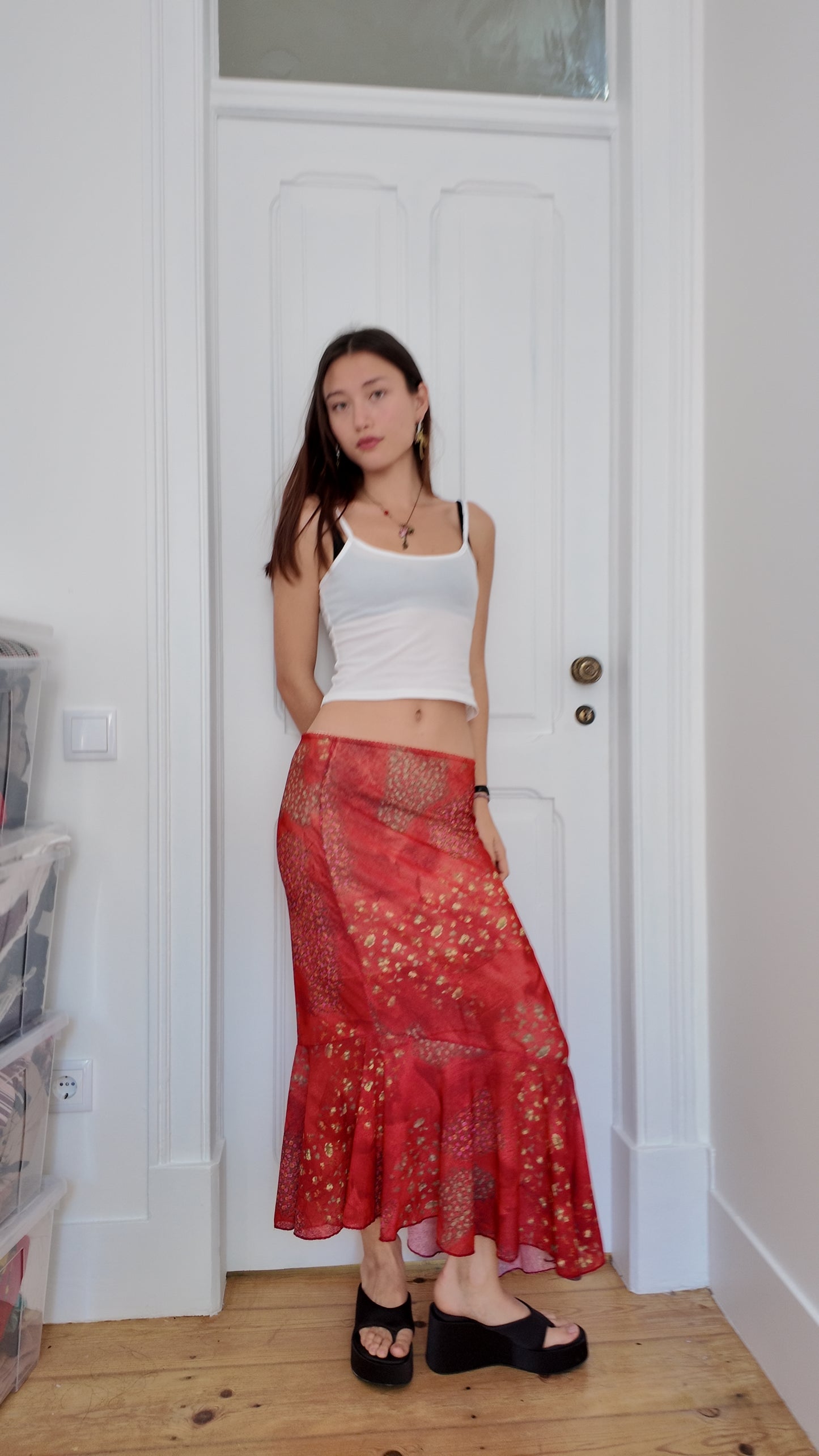 Perfect maxi flower skirt assymetric size 36