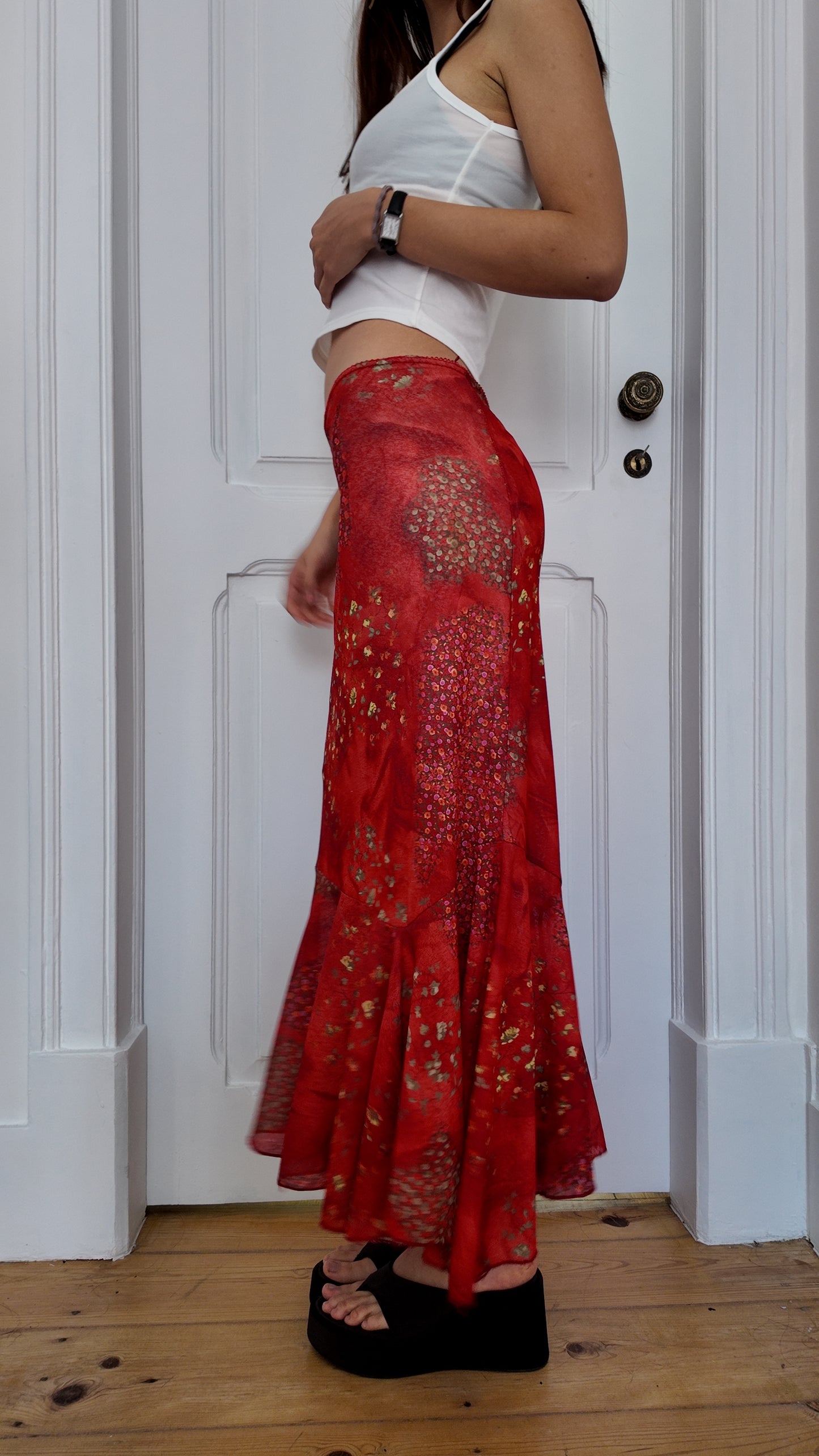 Perfect maxi flower skirt assymetric size 36