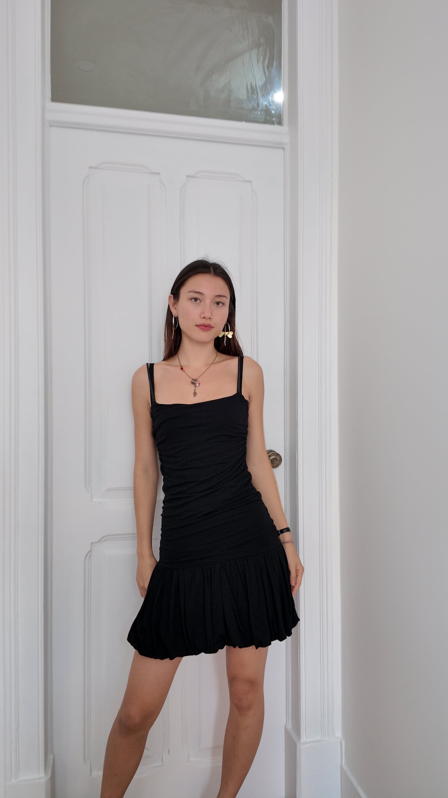 Adorable fairy fitted midi black dress size XS/S