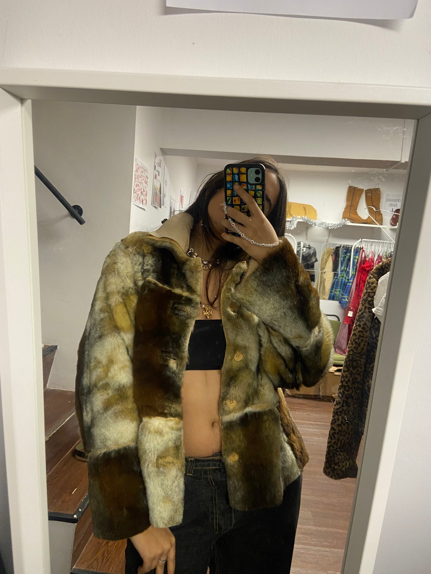 Vintage furr jacket size M/L