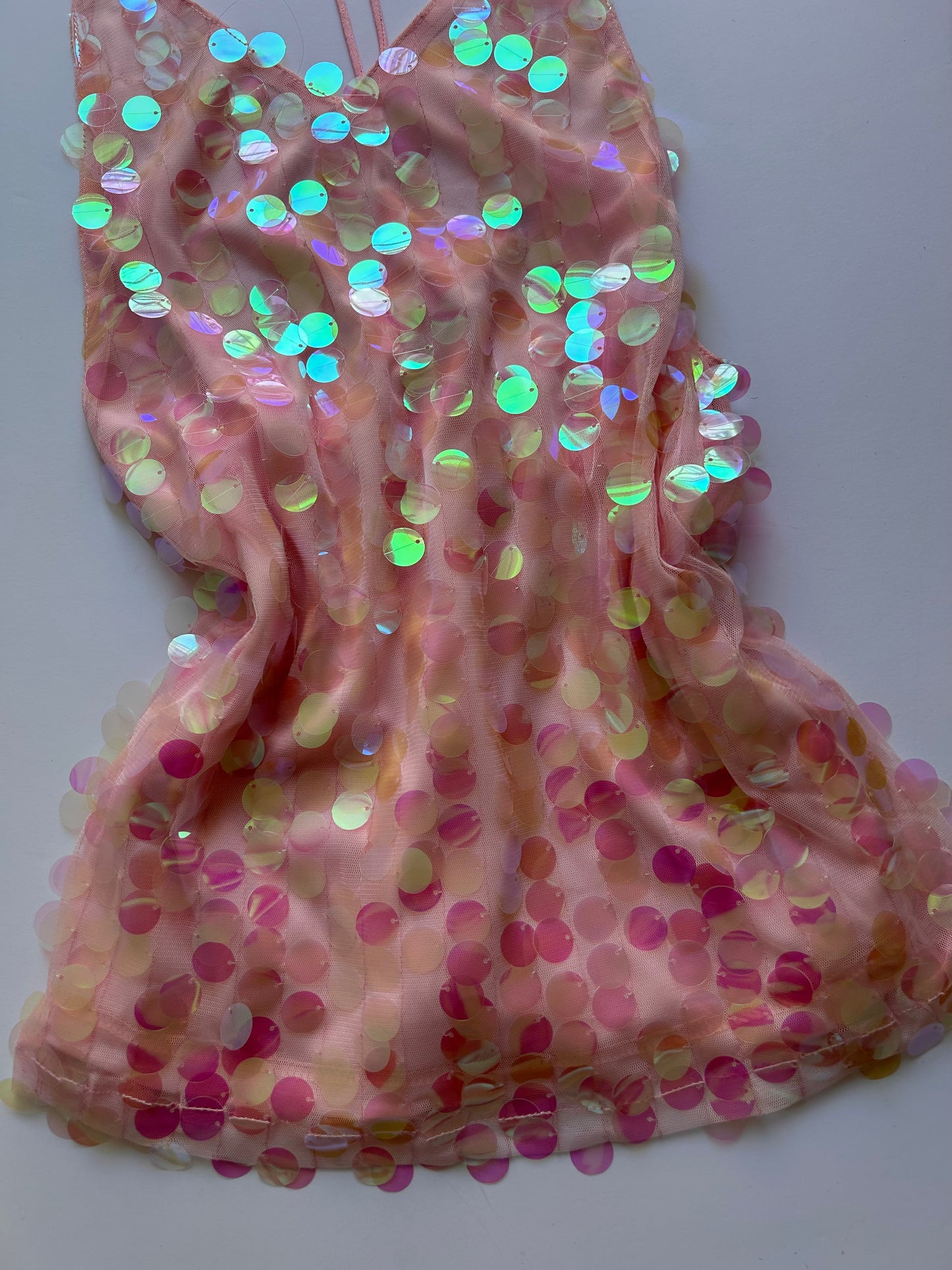 Adorable long sequin pink top size S/M