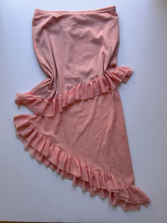 Adorable flowy midi babypink ruffle skirt size S