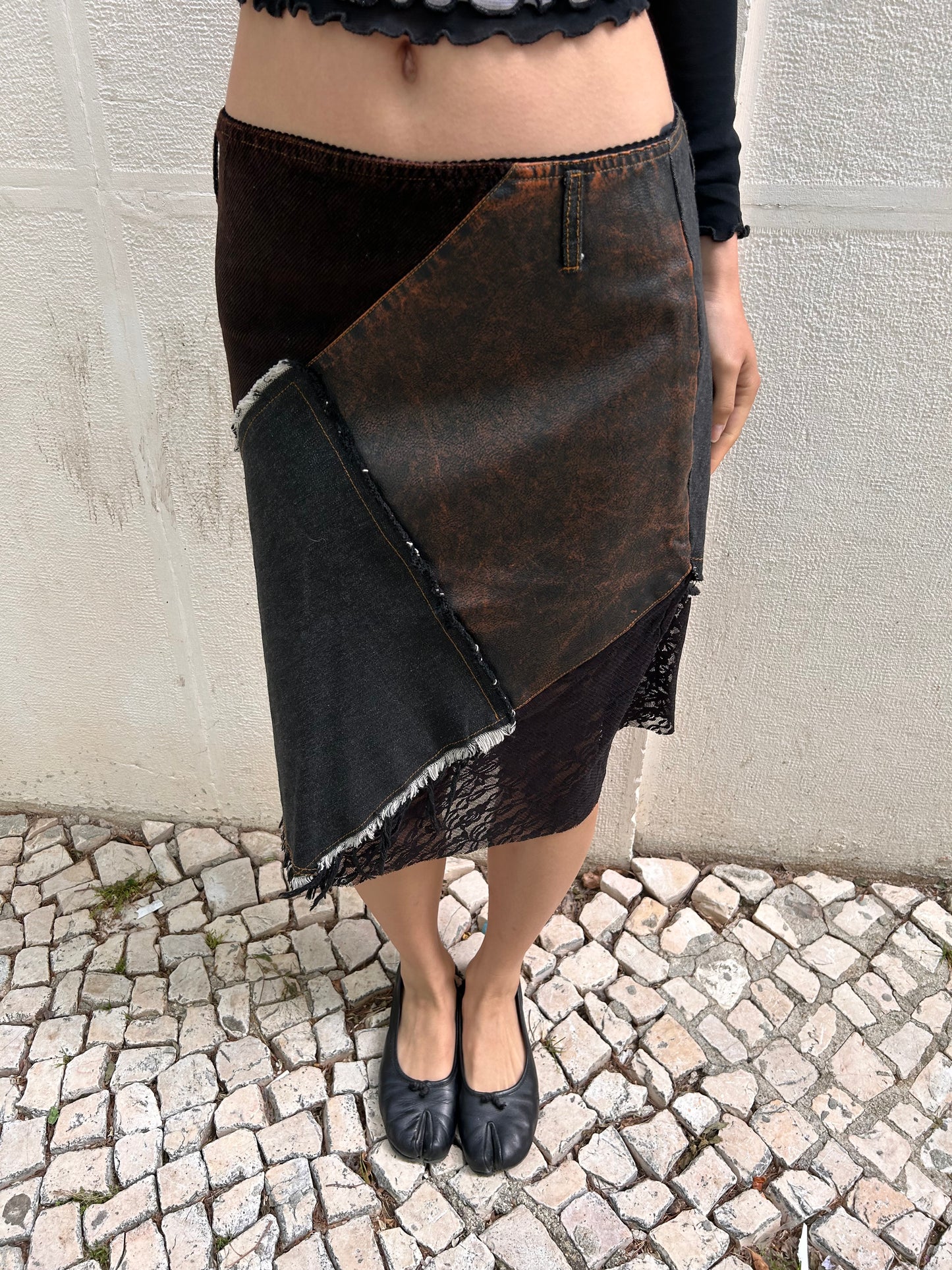 Faux leather midi skirt Size M (marks 42)