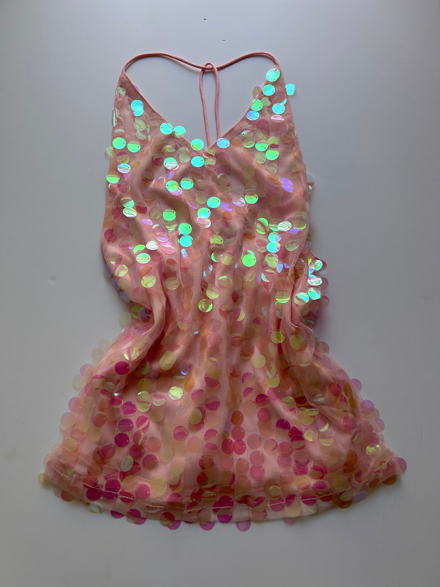 Adorable long sequin pink top size S/M