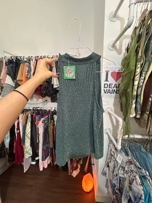 Adorable dark green shiny top size S