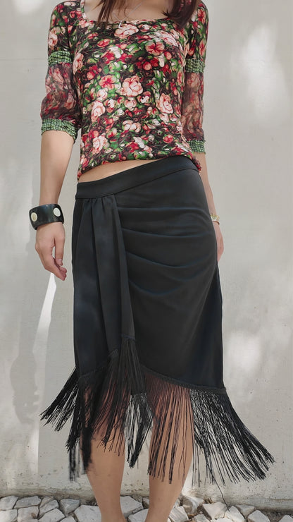 Black skirt with Fringed detail size S